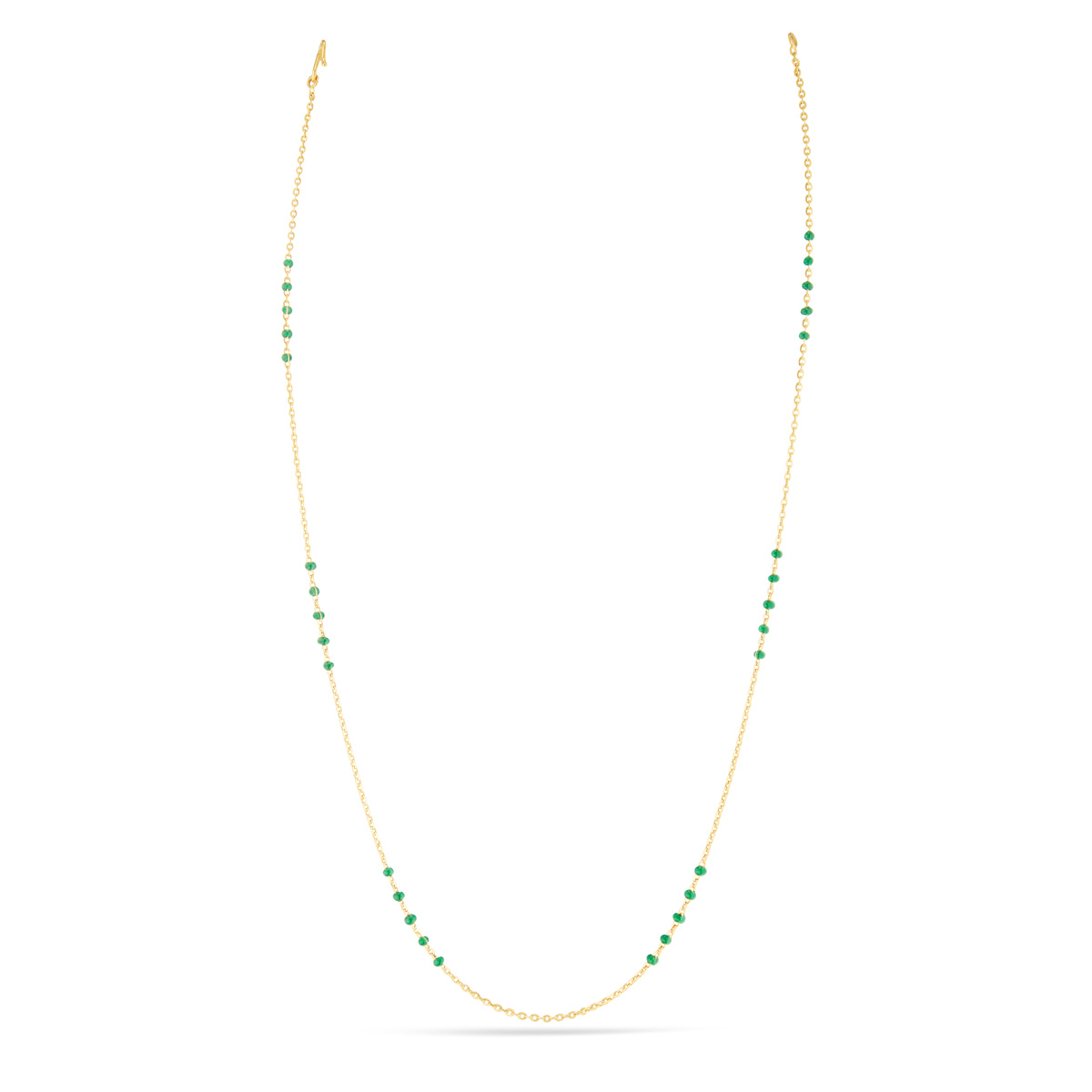 Gold Chain With Green Beads