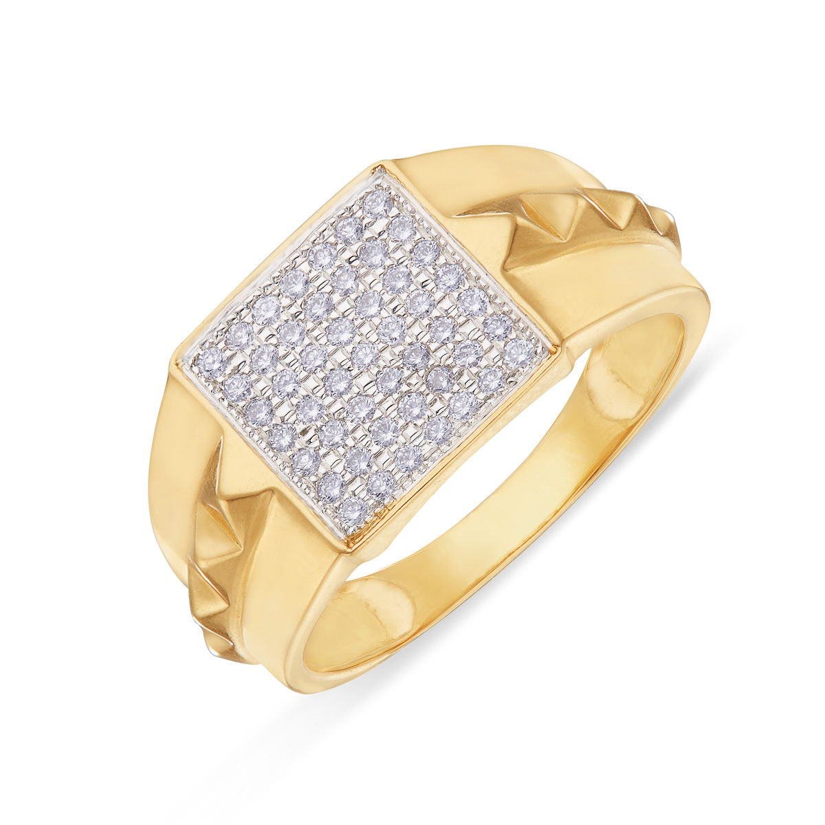 7x7 Brilliance Diamond Studded Gold Ring for Men