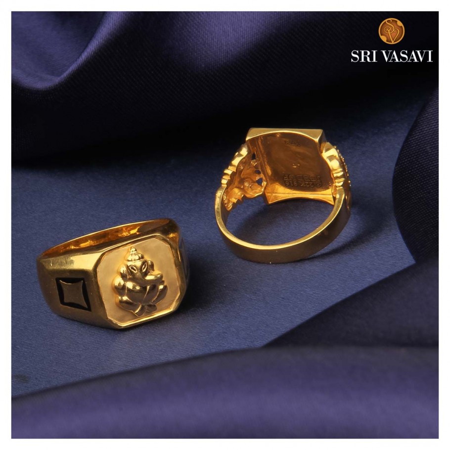 Buy quality 916 gold fancy gent's temple jewellery ring in Ahmedabad