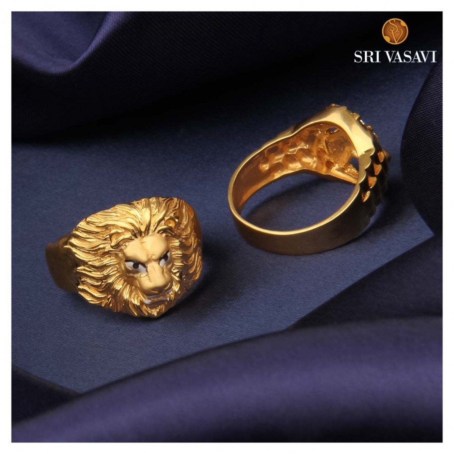 Buy quality 22K 916 Leaf Design Nakshi Work Gold Ring For Mens in Ahmedabad
