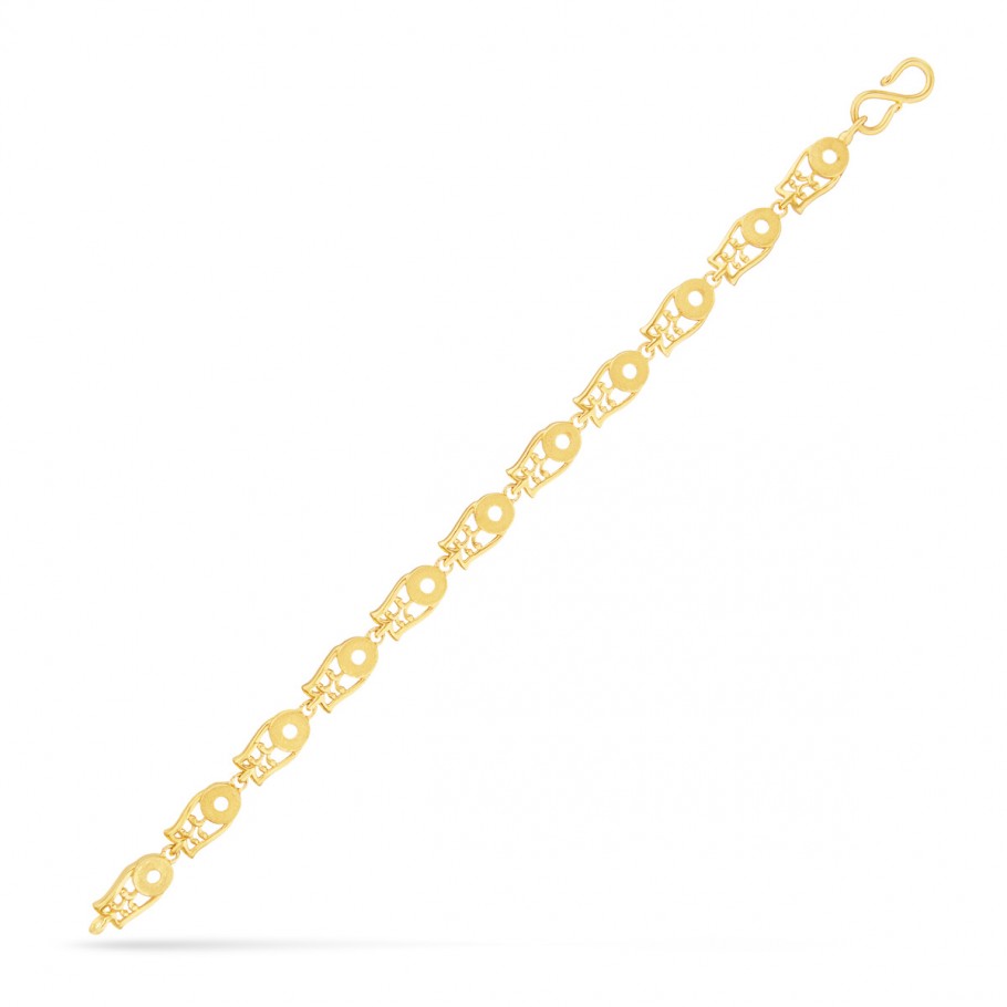 14K Yellow Gold 6.4mm Hand-polished Fancy Link Bracelet - Walmart.com