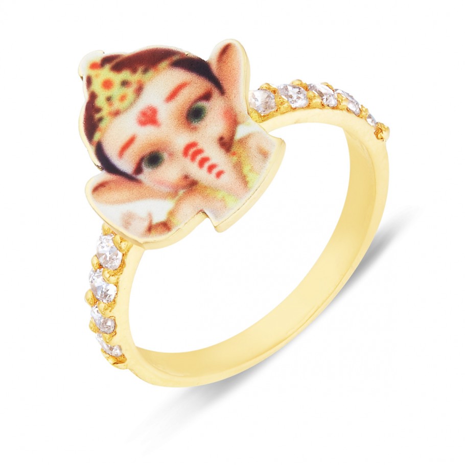 ganesh gold ring with monkey 3D model 3D printable | CGTrader