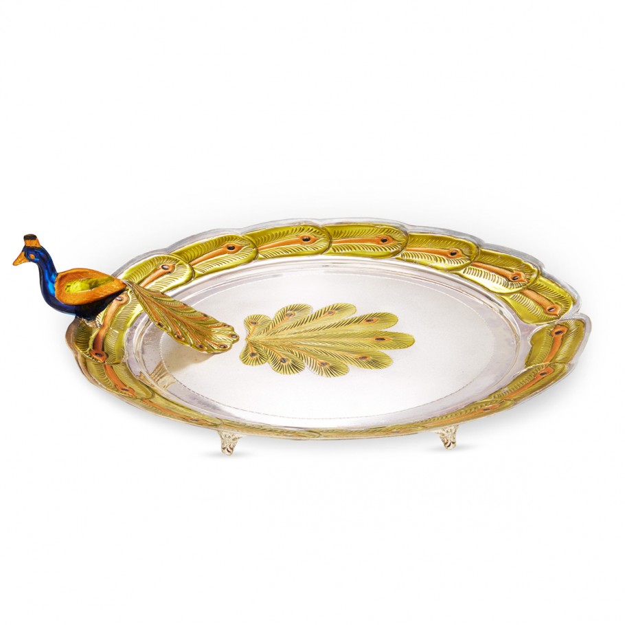 Peacock Plate In Silver