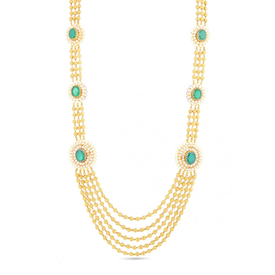 Swarovski&Emerald Studded Necklace! - Long Necklaces - Gold