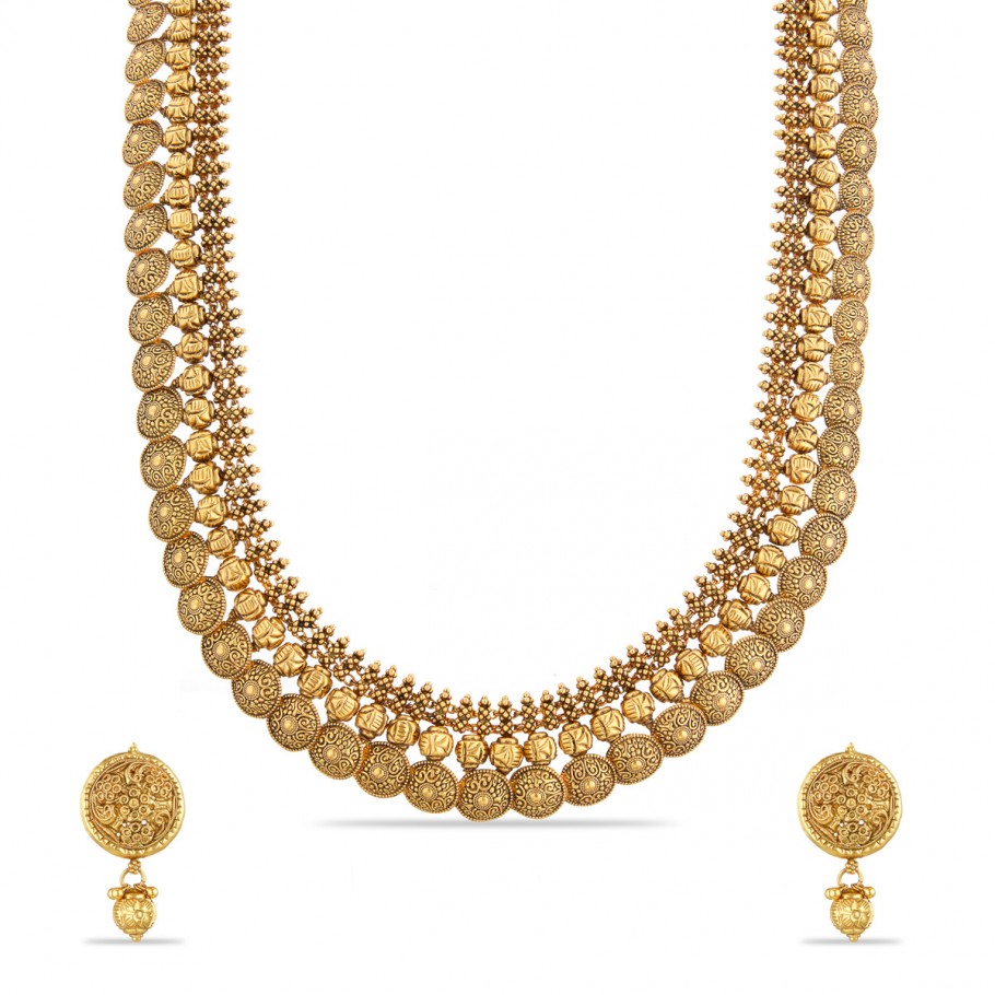 Traditional Kasu Malai - Long Necklaces - Gold