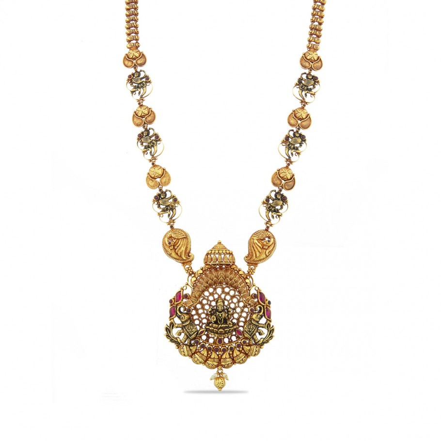 Gajalakshmi Necklace - Long Necklaces - Gold