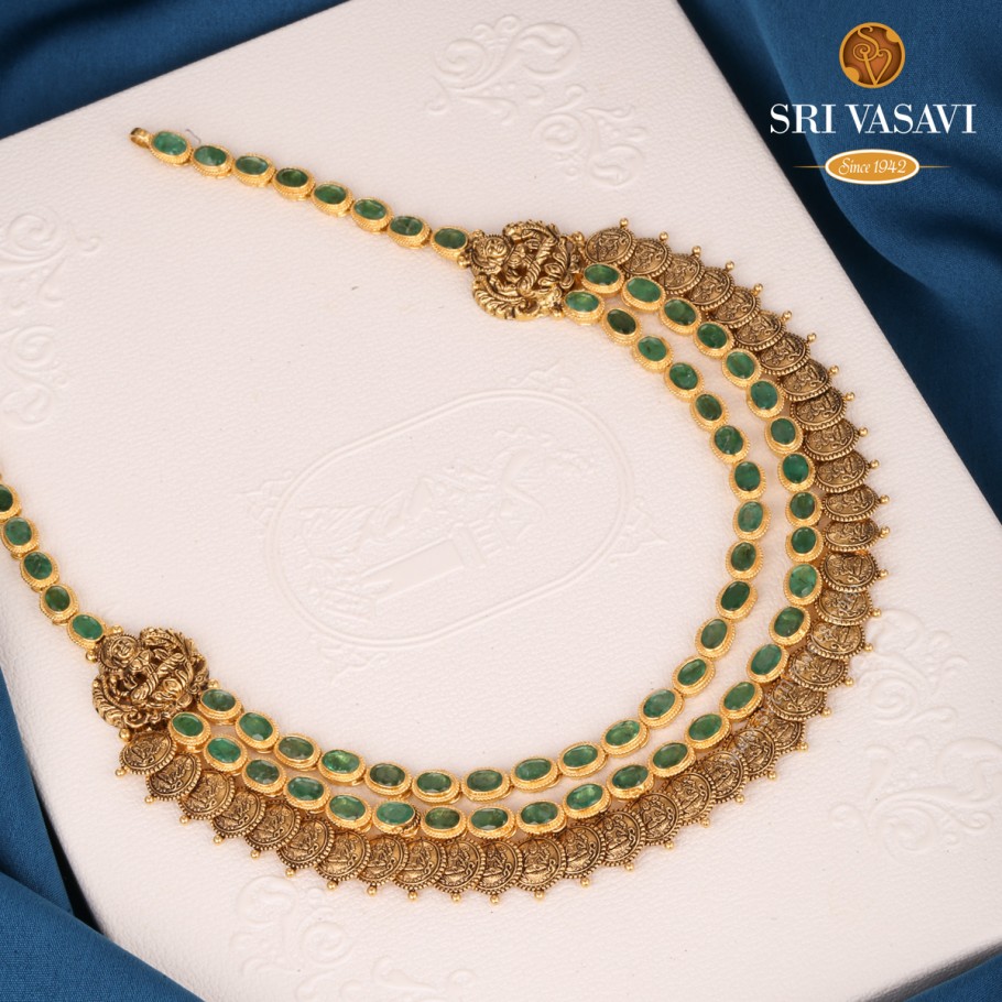 Double Strand Emerald necklace