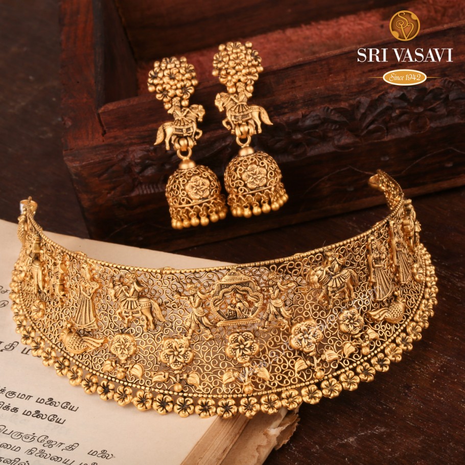 Spark Jewellers Gold Antique Choker Necklace Set, Standard at Rs 11111/set  in Kolkata