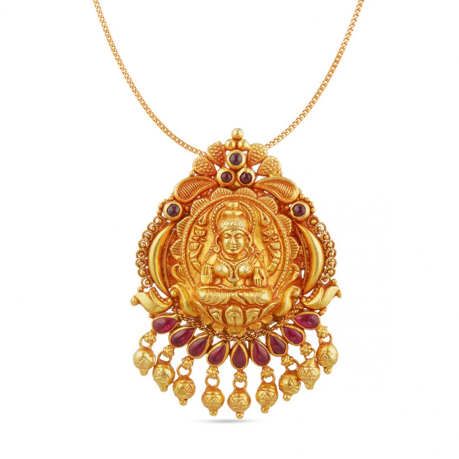 Traditional Lakshmi Pendant - Pendants - Gold