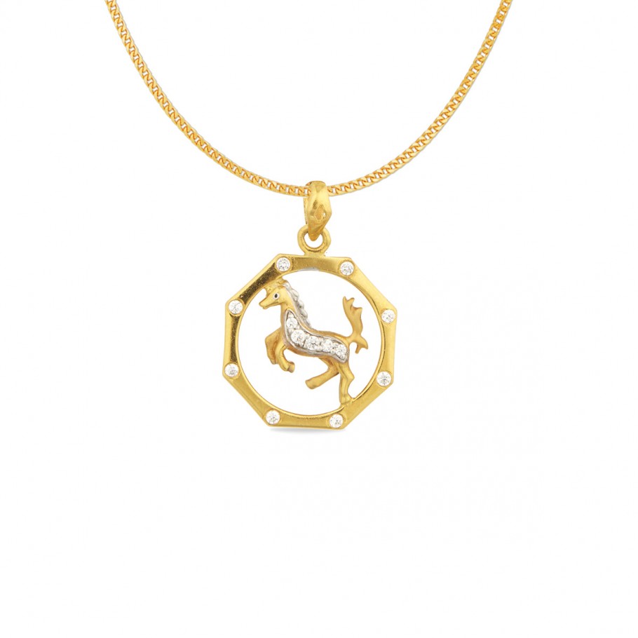 9ct Gold Prancing Horse Pendant Necklace 16 - 20 Inches | Jewellerybox.co.uk