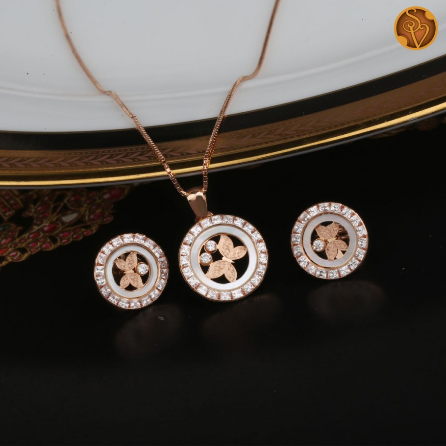 Round Butterfly Pendant Set