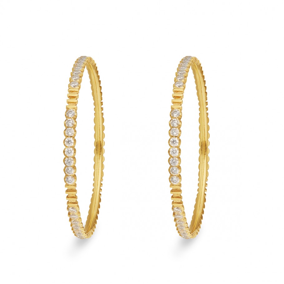 Handcrafted CZ Bangles - Bangles - Gold