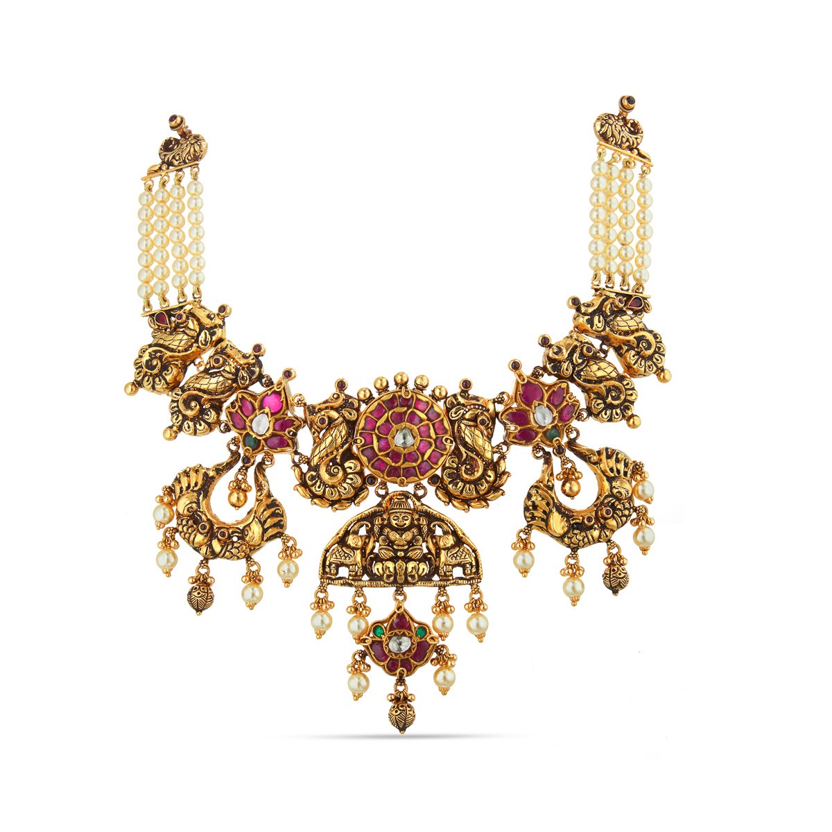 mayur gaja lakshmi short necklace - Short Necklace - Gold
