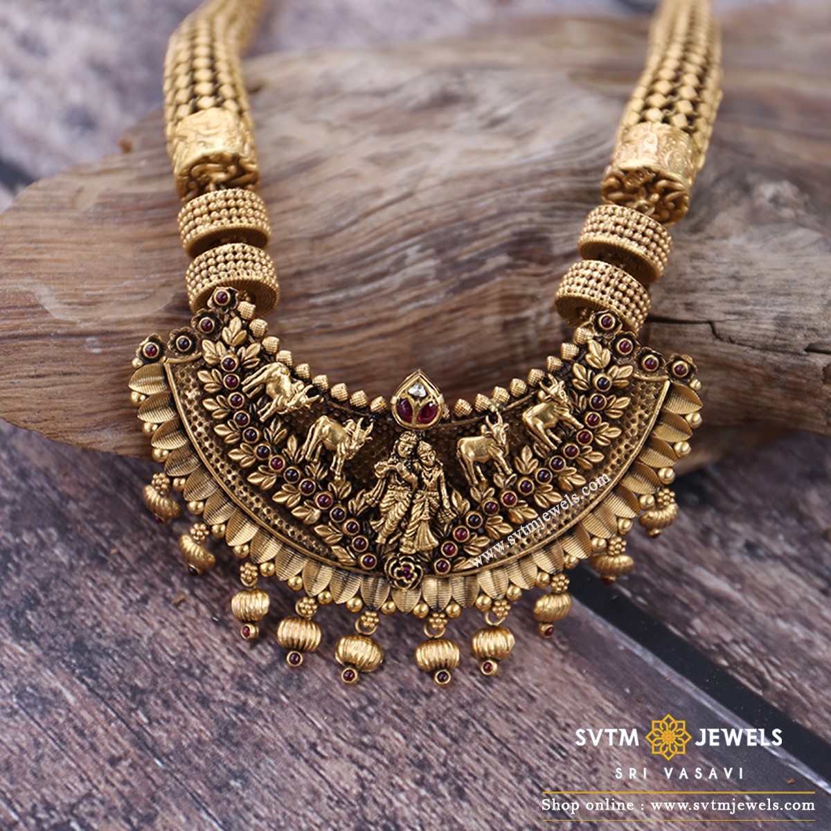 Radha Krishna Haram - Long Necklaces - Gold