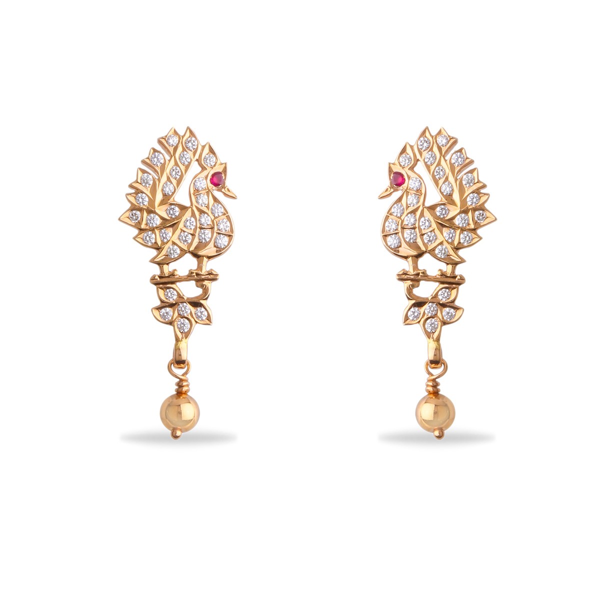 Peafowl Diamond Earrings - Earrings - Diamond